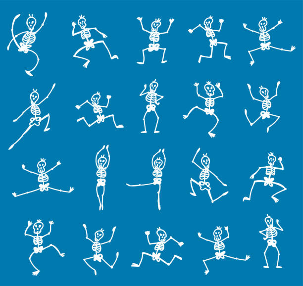 забавный фон значка skeleto. векторная иллюстрация - silhouette people dancing the human body stock illustrations