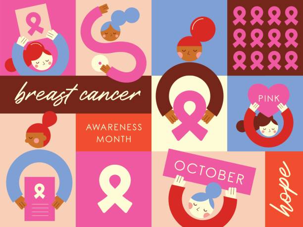 乳がん月間 - breast cancer women breast cancer awareness ribbon pink点のイラスト素材／クリップアート素材／マンガ素材／アイコン素材