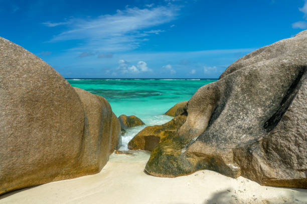 istock Granite rocks on the scenic tropical sandy Anse Source d'Argent beach, La Digue island, Seychelles 1680000804