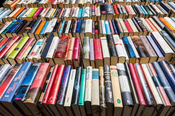 Dusseldorf, Germany - June 2, 2022: Selling books at a street market in the center of Dusseldorfs, North Rhine-Westphalia, Germany.