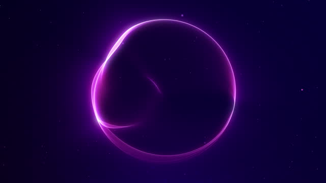 Purple flowing energy ball with particles field. Abstract magic sphere with plasma glow