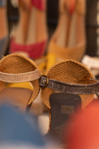 istock Sandals displayed in a store, colorful shoes, 1680024299