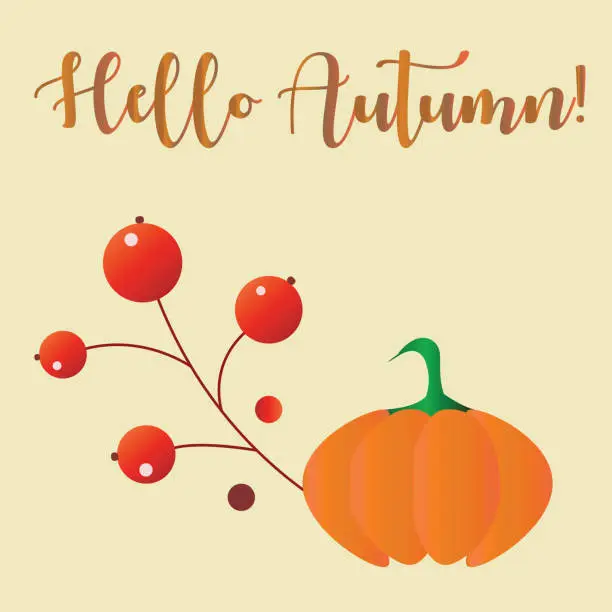 Vector illustration of hello autumn theme with pumpkin - Halloween illustration