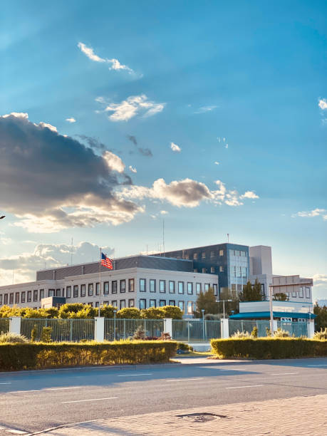 istock Modern office building in the city at sunset, Astana 1680081445