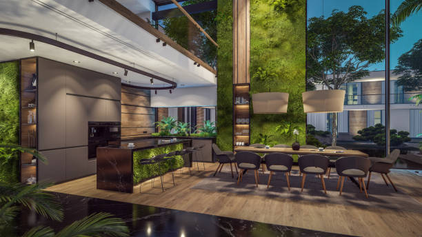istock 3d rendering of expensive cozy interior with green walls in night 1680084150