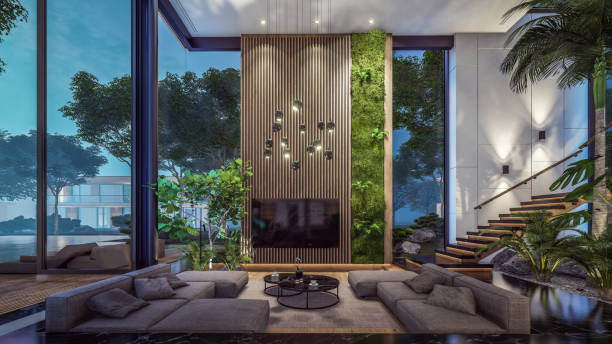 istock 3d rendering of expensive cozy interior with green walls in night 1680084152