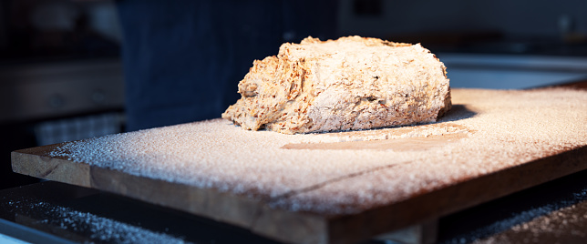 Close up of slice of panettone (Italian Christmas Cake) bread