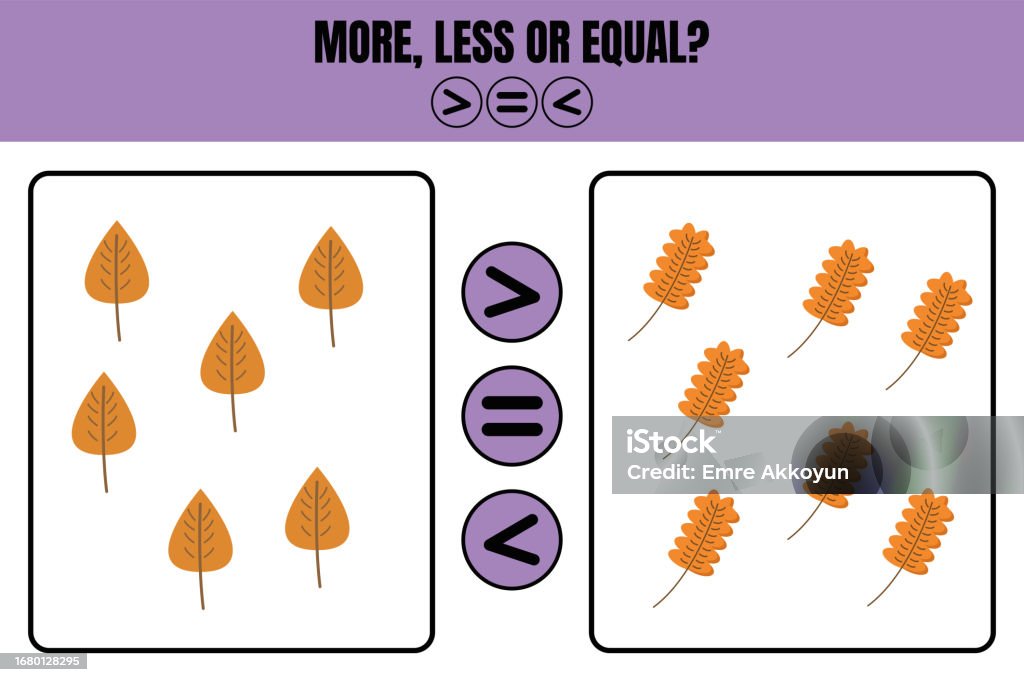 More Less Or Equal Educational Math Game For Kids Stock Illustration ...