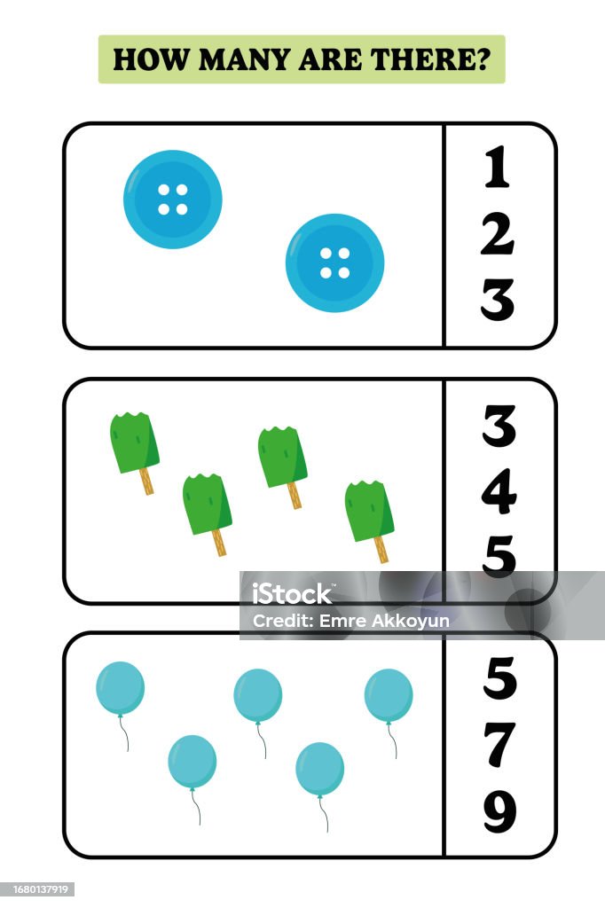 Math Game How Many How Many Are There Educational Math Game For Kids Stock Illustration ...