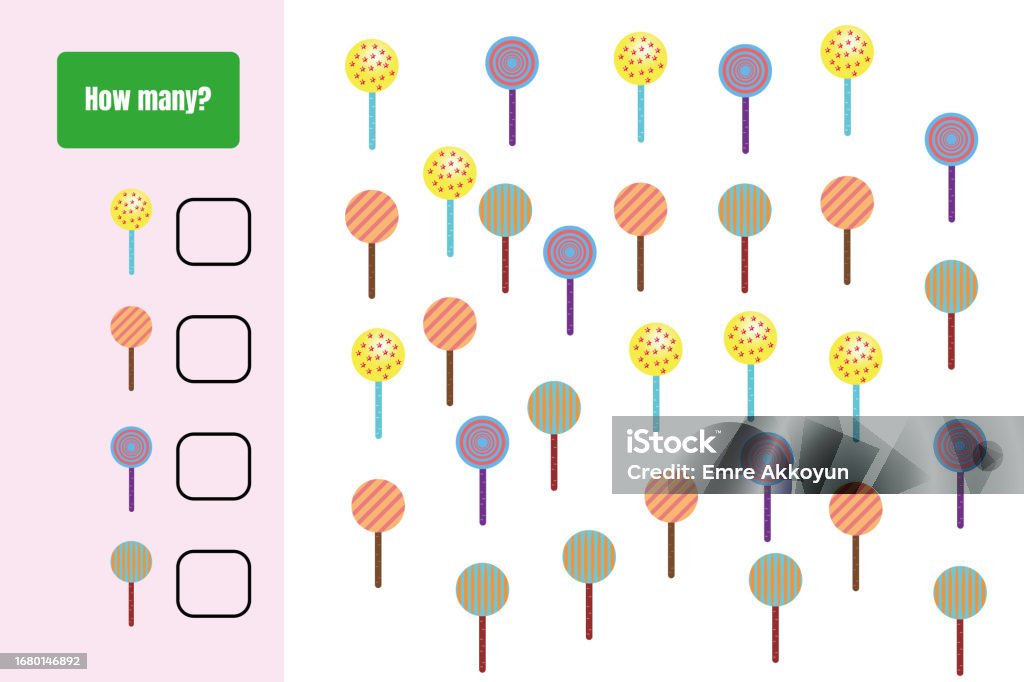 Math Game How Many How Many Are There Educational Math Game For Kids Stock Illustration ...