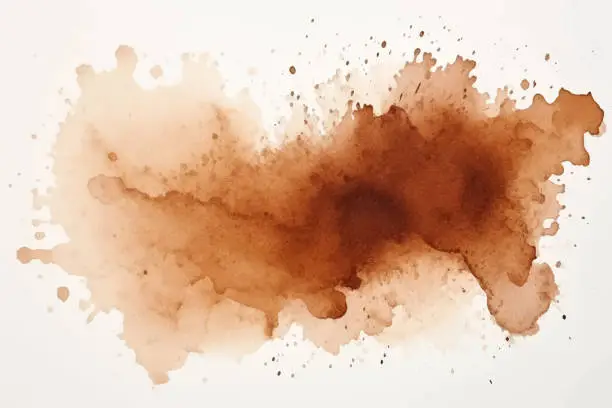 Vector illustration of Watercolor abstract splash, spray. Color painting vector texture. Brown background.