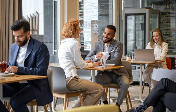 istock Business people meeting in a cafeteria 1680175656