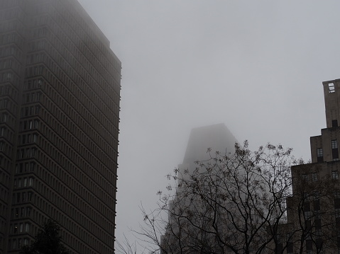 Boston architecture fog