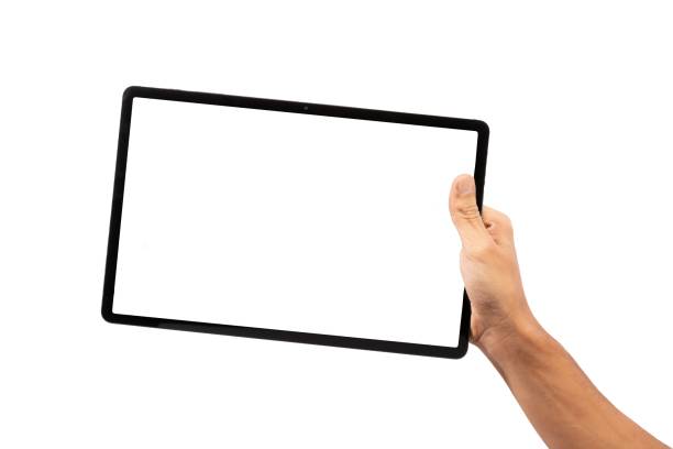 istock Black male hand holding black tablet, isolated no background 1680181784