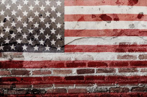 istock USA flag overlay on old brick and cement wall texture for background use 1680182890