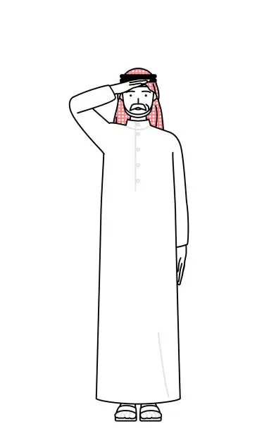 Vector illustration of Senior Muslim Man making a salute.