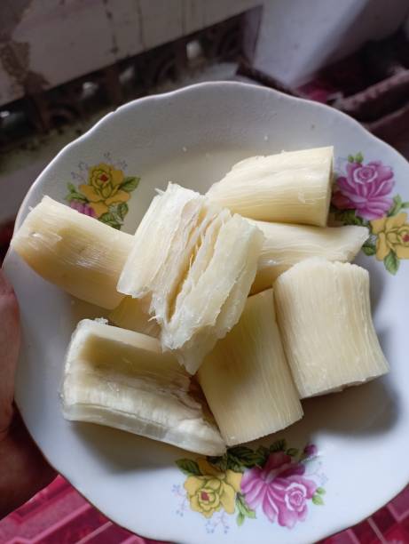 istock Boiled cassava, served on a plate 1680275091