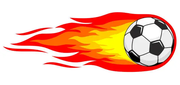 Vector illustration of football burning soccer ball icon