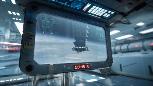 istock Sophisticated Heads-Up Display (HUD) is visible on the control room monitors. 1680307299
