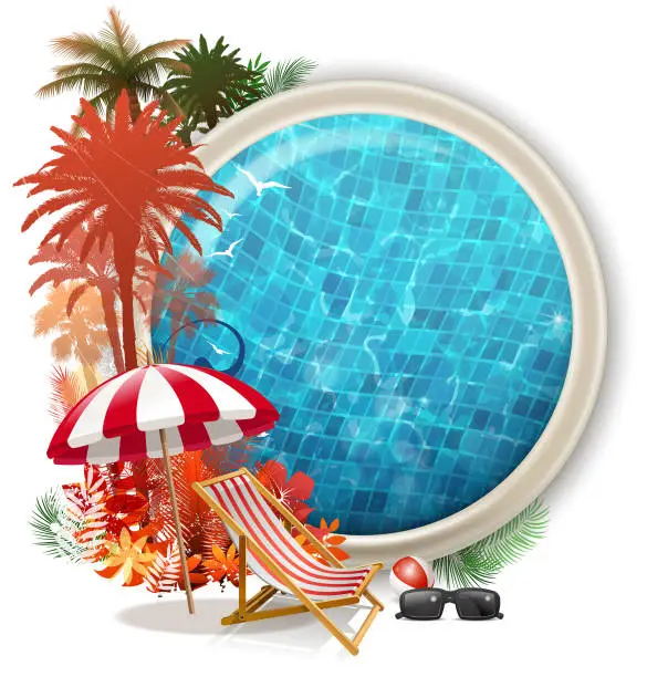 Vector illustration of swimming pool placard