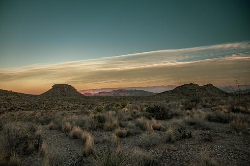 Evening Light Fades Over The Sierra Del Carmen Mountains In Big Bend National Park
