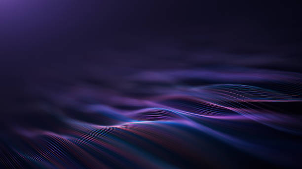 Flowing Lines - Abstract Background Image - Waves, Copy Space, Dark 3d rendered image, perfectly usable for a wide range of topics. light line pictures stock pictures, royalty-free photos & images