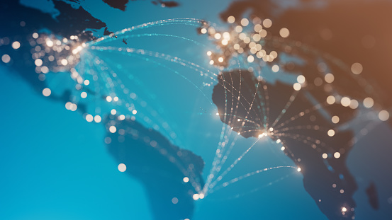 Líneas de conexión global - Red internacional de datos, Negocios globales, Rutas de vuelo photo