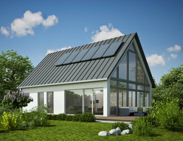 istock Modern house with a glass front in winter 1680403634