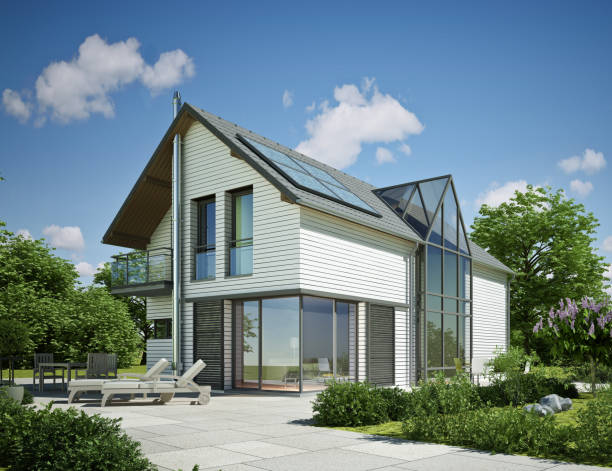 istock Modern white wooden house 1680403651
