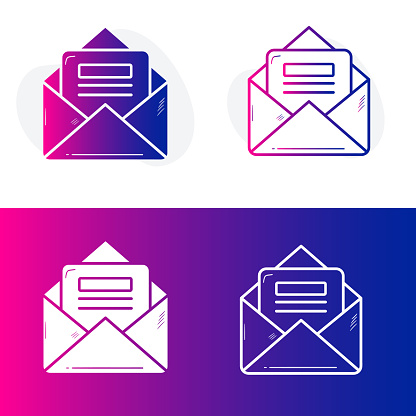 Hand Drawn Email Vector Line Icon. message, mail, missive, communication, notification.