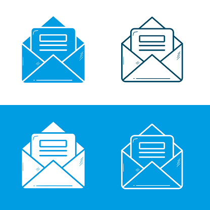 Hand Drawn Email Vector Line Icon. message, mail, missive, communication, notification.