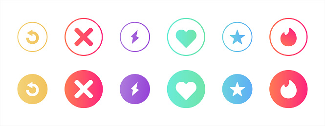 Social media dating icons. Design for web and mobile app, vector 10 eps.