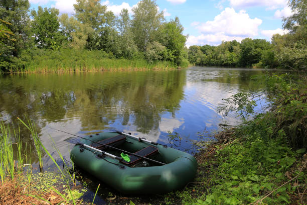 istock inflatable fishing boat on river 1680493174