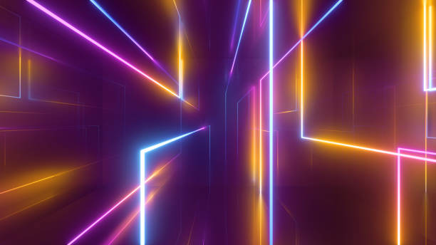 istock 3d rendering, abstract geometric background, chaotic neon lines glowing in the dark, colorful laser rays, fantastic technology wallpaper 1680525903