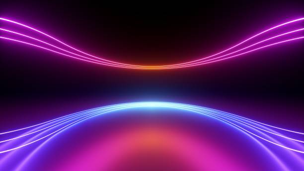 istock 3d render, abstract neon background with colorful glowing curvy lines. Modern minimalist wallpaper 1680527662