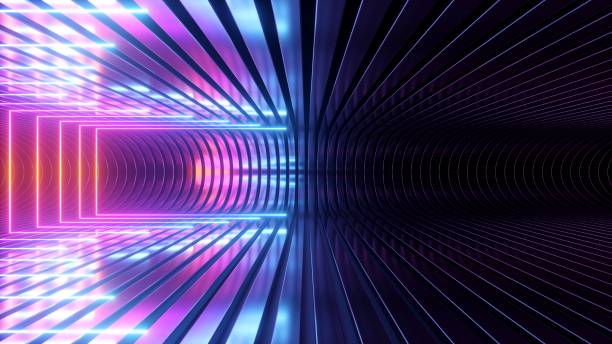 istock 3d render. Abstract futuristic neon background. Empty room inside the virtual space, illuminated with ultraviolet light 1680528843