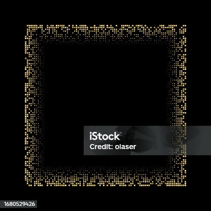 istock A luminous square frame made of golden metallic dots. 1680529426