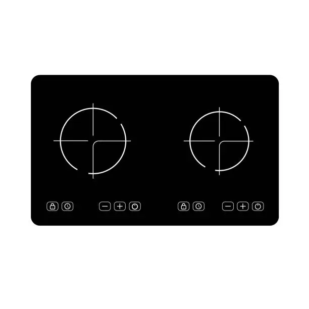 Vector illustration of Induction cooktop flat silhouette vector isolated on white background