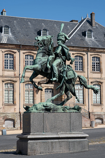 Calais, France - June 22 2020: The Jacquard Monument, created by sculptor Marius Roussel, was inaugurated in front of the Grand Théâtre in 1910.