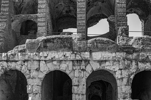 Anagni, Italy, 02/22/2020. Arches on a panoramic terrace in an old town in the Lazio region.