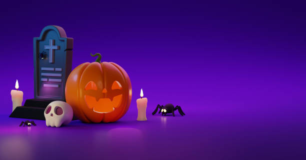 istock 3D Halloween Background template. Halloween design element In 3D and plastic cartoon style. Halloween pumpkin 3D style for poster, banner, greeting card 1680558348