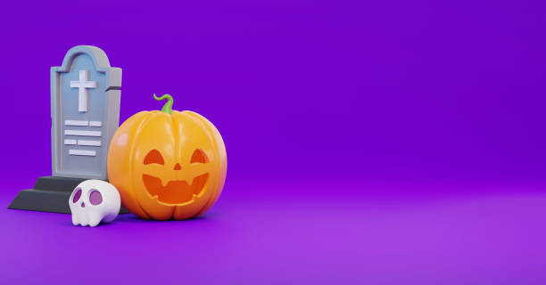 istock 3D Halloween Background template. Halloween design element In 3D and plastic cartoon style. Halloween pumpkin 3D style for poster, banner, greeting card 1680558573