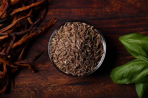 Cumin seeds with Basil and Seaweed