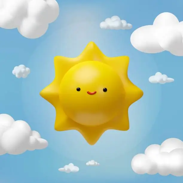 Vector illustration of Sunny weather forecast for kids