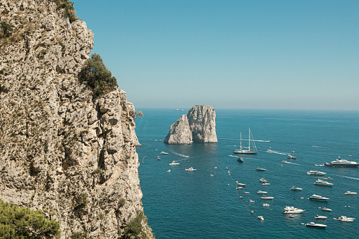 View of the Faraglioni Rocks in Capri, Italy