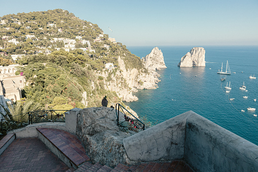 View of the Faraglioni Rocks in Capri, Italy