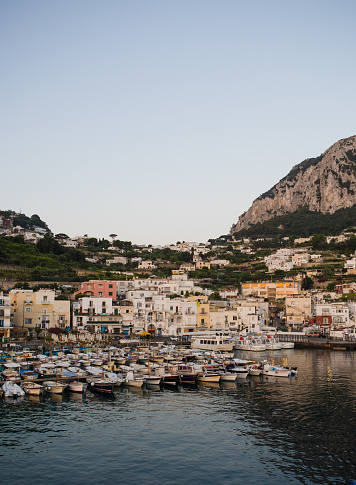 Capri Marina Grande Harbor at early morning. Italy