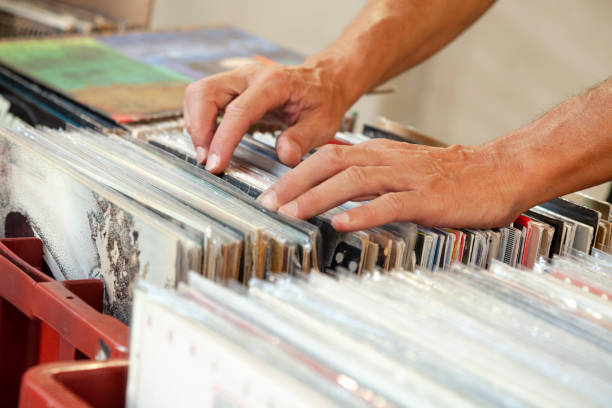 istock Vinyl discs records at a flea market 1680621963