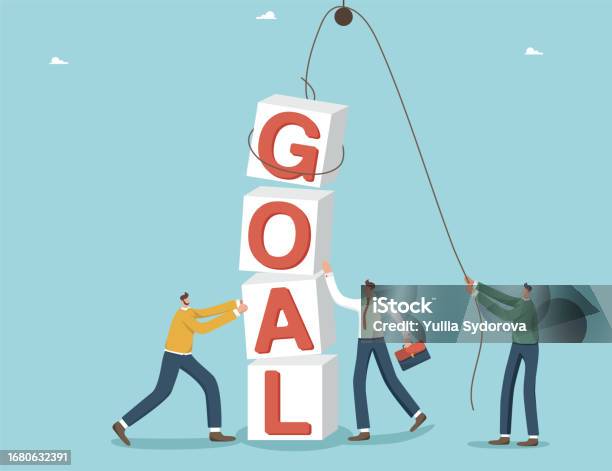 People Stack Word Goal With Cubes Stock Illustration - Download Image ...