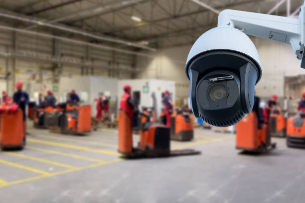 istock CCTV Camera or surveillance operating inside industrial factory. 1680639618